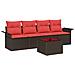 Set Divano da Giardino 5 pcs Beige e Rosso polyrattan - Foto miniatura 1