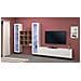 Parete Attrezzata Egidio, Set Salotto Porta Tv A 3 Ante, Mobile Soggiorno Multiuso Con Vetrina E Luce Led, 100% Made In Italy, Cm 350x30h180, Bianco Lucido E Acero - Foto miniatura 1