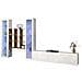 Parete Attrezzata Egidio, Set Salotto Porta Tv A 3 Ante, Mobile Soggiorno Multiuso Con Vetrina E Luce Led, 100% Made In Italy, Cm 350x30h180, Bianco Lucido E Acero - Foto miniatura 2