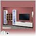 Parete Attrezzata Egidio, Set Salotto Porta Tv A 3 Ante, Mobile Soggiorno Multiuso Con Vetrina E Luce Led, 100% Made In Italy, Cm 350x30h180, Bianco Lucido E Acero - Foto miniatura 4
