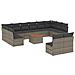 Set Divani da Giardino 13 pz con Cuscini Grigio in Polyrattan - Foto miniatura 1