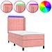 Letto a Molle con Materasso e LED Rosa 80x200 cm in Velluto - Foto miniatura 1