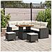 Set Divani da Giardino  8 Pezzi con Cuscini Rattan Nero Polyrattan Acacia, Set Pranzo da Giardino  3 Pezzi con Cuscini Rattan Nero Polyrattan Acacia - Foto miniatura 2