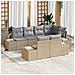 Set divano da giardino 7 pezzi con cuscini beige polyrattan - Foto miniatura 2