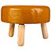 Sgabello In Legno E Similpelle Arancione 40x40x13/29h - Foto miniatura 2