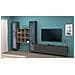 Parete Attrezzata Egidio, Set Salotto Porta Tv A 3 Ante, Mobile Soggiorno Multiuso Con Vetrina E Luce Led, 100% Made In Italy, Cm 350x30h180, Antracite E Acero - Foto miniatura 1