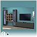Parete Attrezzata Egidio, Set Salotto Porta Tv A 3 Ante, Mobile Soggiorno Multiuso Con Vetrina E Luce Led, 100% Made In Italy, Cm 350x30h180, Antracite E Acero - Foto miniatura 4