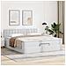 Struttura Letto Pouf Con Materassi Bianco 200x200 Cm Similpelle - Foto miniatura 3