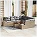 Set di Divani da Giardino 9 Pezzi con Cuscini Beige Polyrattan Acacia - Foto miniatura 2