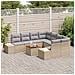 Set di Divani da Giardino 9 Pezzi con Cuscini Beige Polyrattan Acacia - Foto miniatura 3