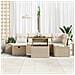 Set Divano da Giardino 7 Pezzi con Cuscini Beige Polyrattan - Foto miniatura 3