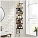 Libreria con mensole angolari in stile loft rustico marrone per soggiorno - Foto miniatura 7