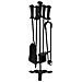 Set Attrezzi Per Camino In Metallo Nero 5pz 19x19x65h Cm - Foto miniatura 4