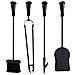 Set Attrezzi Per Camino In Metallo Nero 5pz 19x19x65h Cm - Foto miniatura 6