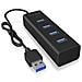 Hub USB 3.0 Tipo A 4 Porte Cavo Integrato Colore Nero - Foto miniatura 1