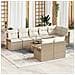 Set di divani da giardino 9 pezzi con cuscini beige polyrattan acacia - Foto miniatura 2