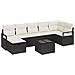 Set Divano da Giardino  8 Pezzi con Cuscini Nero Polirattan, Divano da Giardino  2 Posti con Cuscini Nero Polirattan - Foto miniatura 1