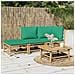 Set Salotto da Giardino 3pz con Cuscini Verdi Bambù - Foto miniatura 2
