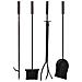 Set Attrezzi Per Camino In Metallo Nero 5pz 30,5x27x79,5h Cm - Foto miniatura 6