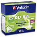 CD-RW 80MIN 700MB 4X-12X High Speed Branded 10pk Slim Case, CD-RW, Custodia per CD - Foto miniatura 1