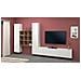 Parete Attrezzata Denis, Set Salotto Porta Tv A 3 Ante, Mobile Soggiorno Multiuso, 100% Made In Italy, Cm 270x30h180, Bianco Lucido E Acero - Foto miniatura 1