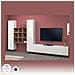 Parete Attrezzata Denis, Set Salotto Porta Tv A 3 Ante, Mobile Soggiorno Multiuso, 100% Made In Italy, Cm 270x30h180, Bianco Lucido E Acero - Foto miniatura 4