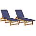 Lettini Prendisole 2pz Blu Scuro Legno Massello Acacia Tessuto - Foto miniatura 2
