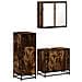 Set Mobili Da Bagno 3 Pz Rovere Fumo In Legno Multistrato - Foto miniatura 2