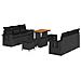 Set di divani da giardino  9 pezzi con cuscini neri in polyrattan e acacia, Set da pranzo da giardino  3 pezzi con cuscini neri in polyrattan e acacia - Foto miniatura 1
