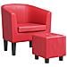 Poltrona a Pozzetto con Poggiapiedi Rossa in Similpelle - Foto miniatura 1