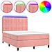 Letto a Molle con Materasso e LED Rosa 140x190 cm in Velluto - Foto miniatura 1