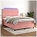 Letto a Molle con Materasso e LED Rosa 140x190 cm in Velluto - Foto miniatura 2