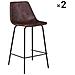 Set Di 2 Sgabelli Vintage Lucien Marrone - Altezza Seduta 65cm - Foto miniatura 3