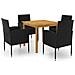 Set Mobili Da Pranzo Per Giardino 5 Pz Nero - Foto miniatura 1