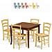 Set Tavolo Legno 100x100 Allungabile Bicolore + 4 Sedie Legno Seduta Legno Bicolore - Foto miniatura 1