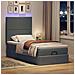 Pouf Letto Con Materasso E Led Grigio Scuro 90x200 Cm Tessuto - Foto miniatura 3