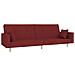 Divano Letto a 2 Posti con 2 Cuscini Rosso Vino in Tessuto - Foto miniatura 1