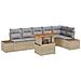 Set da Pranzo da Giardino 7 Pezzi con Cuscini Beige Polyrattan Acacia - Foto miniatura 1