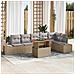 Set da Pranzo da Giardino 7 Pezzi con Cuscini Beige Polyrattan Acacia - Foto miniatura 2
