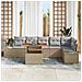 Set da Pranzo da Giardino 7 Pezzi con Cuscini Beige Polyrattan Acacia - Foto miniatura 3