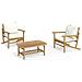 Set Salotto da Giardino 3pz con Cuscini Bianco Crema in Bambù - Foto miniatura 1