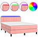 Letto a Molle con Materasso e LED Rosa 140x190 cm in Velluto - Foto miniatura 1