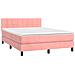 Letto a Molle con Materasso e LED Rosa 140x190 cm in Velluto - Foto miniatura 4