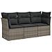 Set Divani Da Giardino 3 Pz Con Cuscini Grigio In Polyrattan - Foto miniatura 1