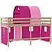 Letto a Soppalco con Tunnel Bambini Rosa 80x200cm Massello Pino - Foto miniatura 2
