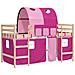 Letto a Soppalco con Tunnel Bambini Rosa 80x200cm Massello Pino - Foto miniatura 1