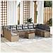 Set Divano Giardino 11 Pezzi con Cuscini Beige Polyrattan Acacia, Divano Giardino 2 posti con Stoccaggio e Cuscini Beige Polyrattan - Foto miniatura 2