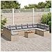 Set Divano Giardino 11 Pezzi con Cuscini Beige Polyrattan Acacia, Divano Giardino 2 posti con Stoccaggio e Cuscini Beige Polyrattan - Foto miniatura 3