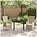 Set da Pranzo per Giardino con Cuscini Beige in Polyrattan - Foto miniatura 4
