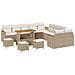 Set Divano da Giardino con cuscino 14 pcs Beige Poly Rattan - Foto miniatura 1